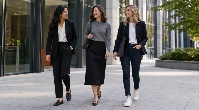 10 Work Outfit Ideas for Women for Office and Hybrid Days The best work outfit ideas for women are built around polished basics you can rewear: blazers, trousers, button-down shirts, knit tops, midi skirts, loafers, flats, and clean sneakers if your office allows them. For hybrid days, choose outfits that look professional on video calls but still feel comfortable for commuting, desk work, and after-work errands.