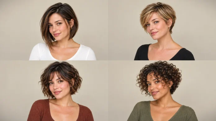 collage of Bixie Haircut Styles